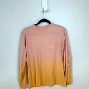 Men’s Size Small S - Vineyard Vines - Ombre T Shirt Long Sleeve Top Orange Peach